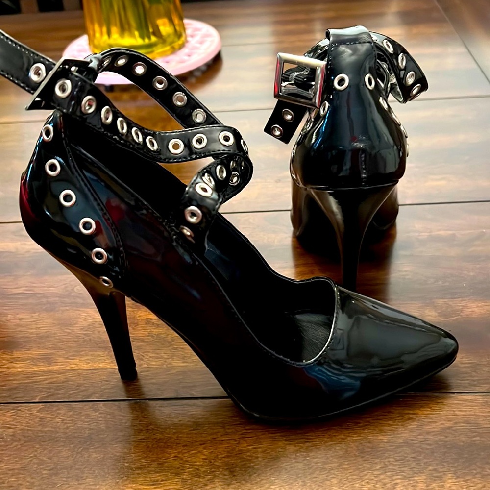Pleaser Patent Leather Sexy Heels with Buckle Straps